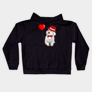 The Best Valentine’s Day Gift ideas top 10, Cavalier king charles spaniel fancy dress red bow tie and hat, white Cavoodle Cavapoo Valentines day Kids Hoodie